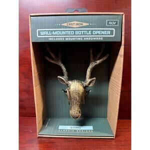 NIB The Kraftsmen Co. Cast Iron Bottle Opener Stag Wall Mounted w/ Hardware
